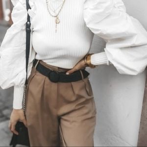 Darted Tan Trousers with Belt